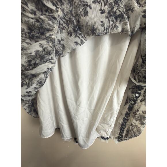 Free People mesh Tunic Dress Women’s L Floral Long Sleeve Lace Boho Cottagecore - Picture 9 of 16